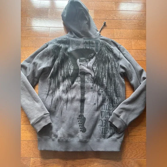 Fleece Lined Men’s Y2K Guitar Zip-Up - Picture 2 of 3